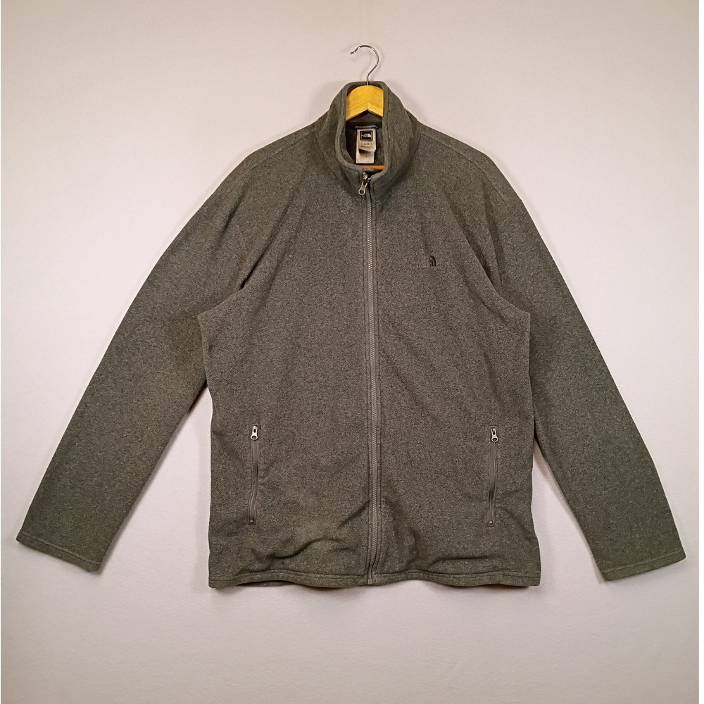 Gorpcore The North Face Mens XL Gray Full Zip Fleece Jacket Mock Neck Pockets